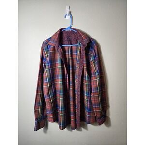 Bugatchi Plaid Button Down Shirt Long Sleeve Collared Colorful Mens Size‎ XL